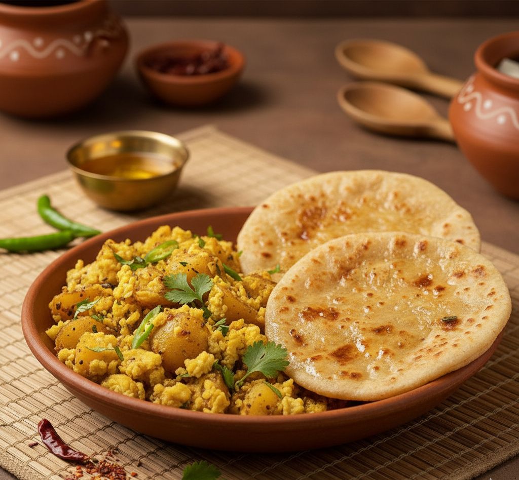 Aalu Anday ki Bhujia with 2 Ghee wali Rotis